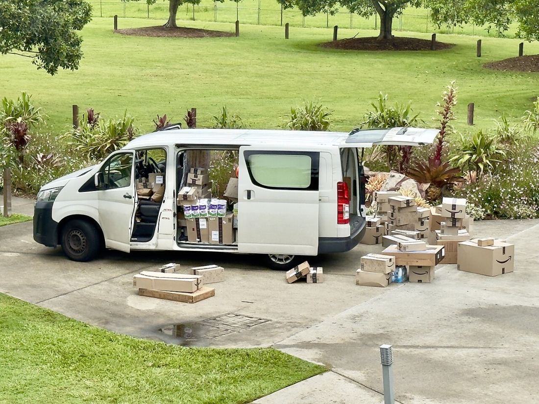 A delivery van loaded with parcels